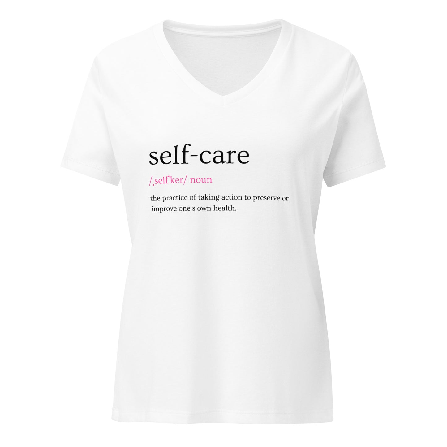 Women’s self care definition relaxed v-neck t-shirt